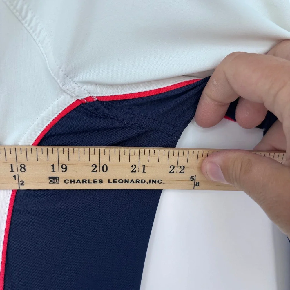 Peter Millar Congressional Golf 1/4 Zip Pullover Top Womens L White Navy Pink